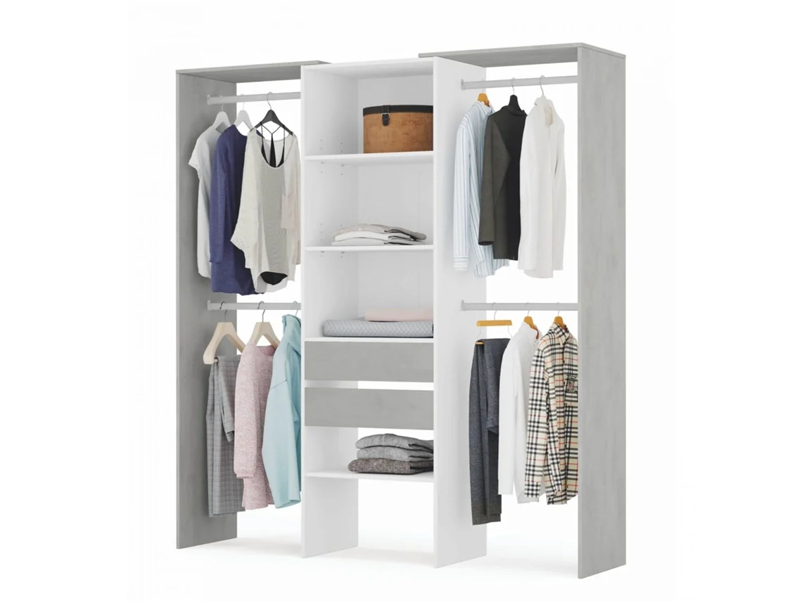 Armário de vestir Vestido Branco - Cimento x 202 x 50 cm