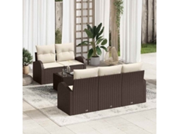 Vidaxl Conjunto De Sofá De Jardim 6 Unid. Castanho Vime Pe