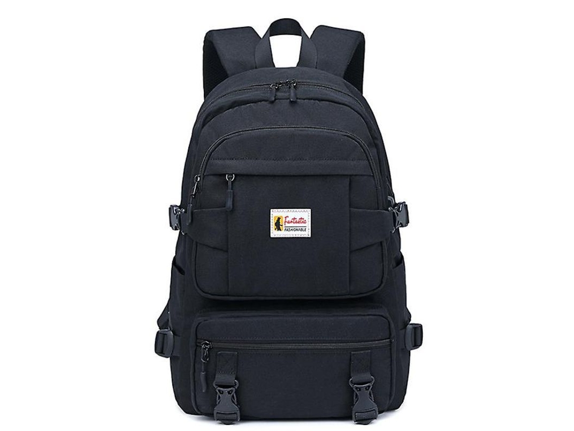 Mochila Escolar com Porta USB, Nylon Amarelo, 20-35L VISTA