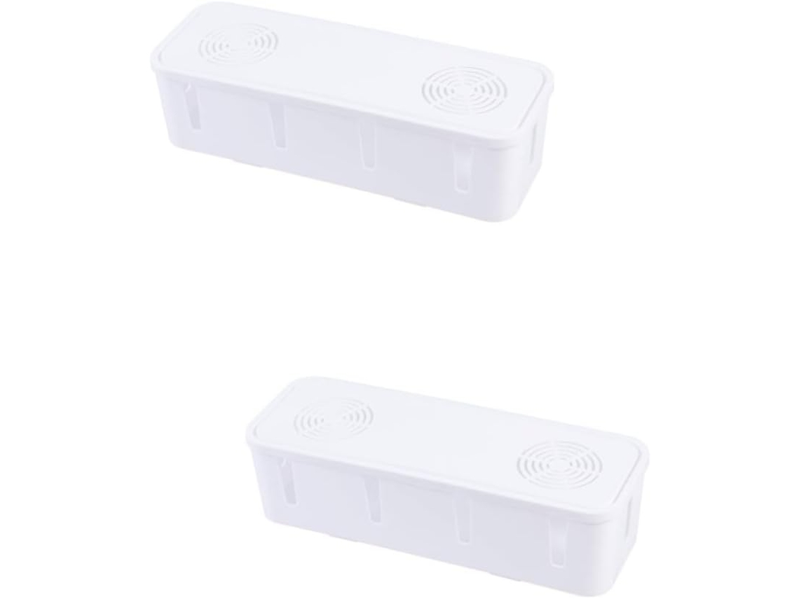 Conjunto De 2 Caixas Organizadoras Brancas Para Cabos E Plugues, Ideais Para...