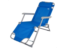 Espreguiçadeira de Camping Dobrável AKTIVE Multiposições com Almofada (Azul)