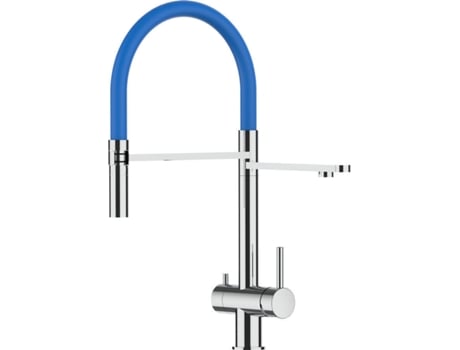 Torneira de cozinha VIZIO 3 Vias Tubo Giratória 360° Aço polido Azul (Aço)