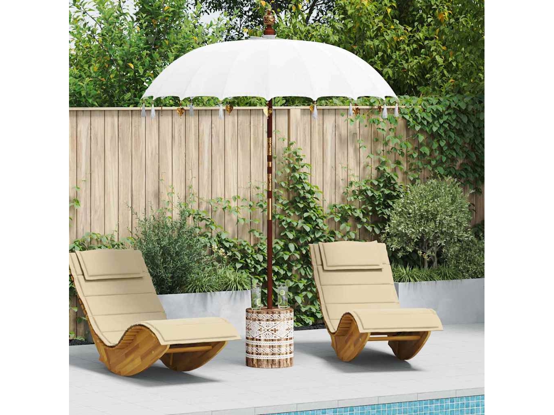 Vidaxl Parasol Balinês Com Base 250 Creme E Branco 190 X 190 X 250 Cm