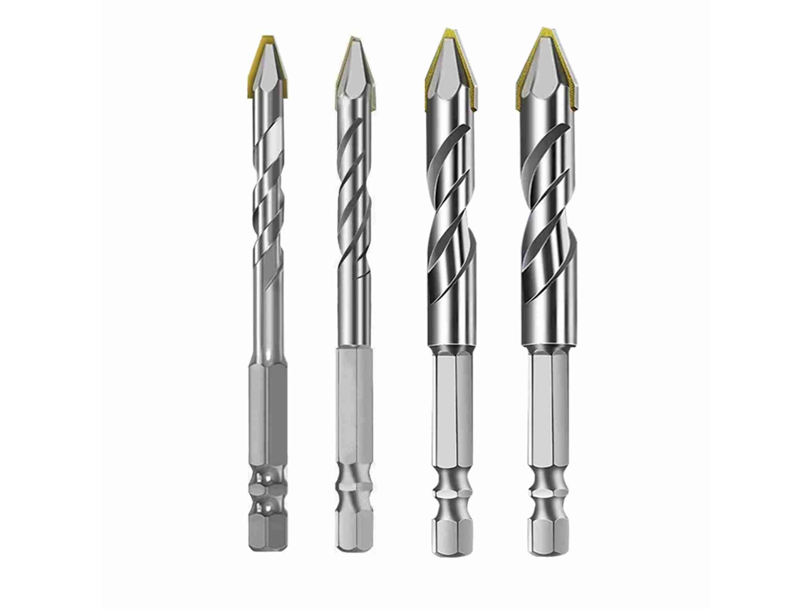 Conjunto de 4 Brocas Excêntricas YURU de 6 a 12mm para Vidro, Concreto, Cerâmica, Madeira