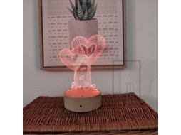 Candeeiro 3d Com Base De Madeira I Love You 4 Lâmpada Mágica