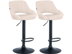 Conjunto de 2 bancos de bar Milet em tecido creme/metal fosco preto CLP