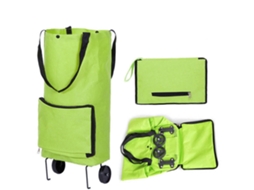 Carrinho de Compras Shengxiny com Rodas 28x18x47cm, Dobrável 2 em 1, Verde GOKOCO
