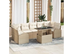 Vidaxl Conjunto De Sofá De Jardim 8 Unid. Bege Rattan De Polipropileno
