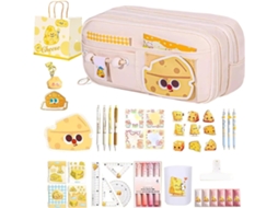 Estojo organizador com compartimentos espaçosos, porta-objetos compacto e charmoso para material escolar.