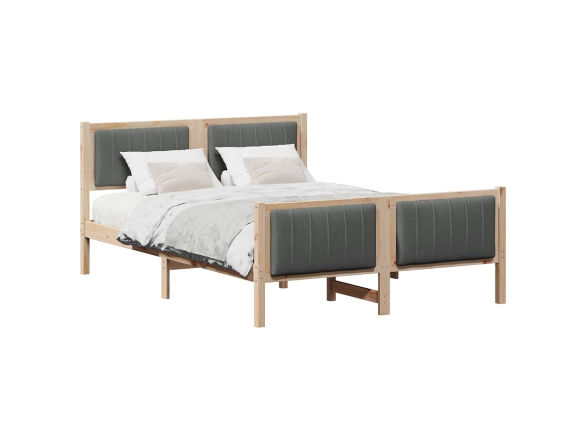 Estrutura da Cama Castanho e Cinzento Escuro 140x200 cm MAISON EXCLUSIVE