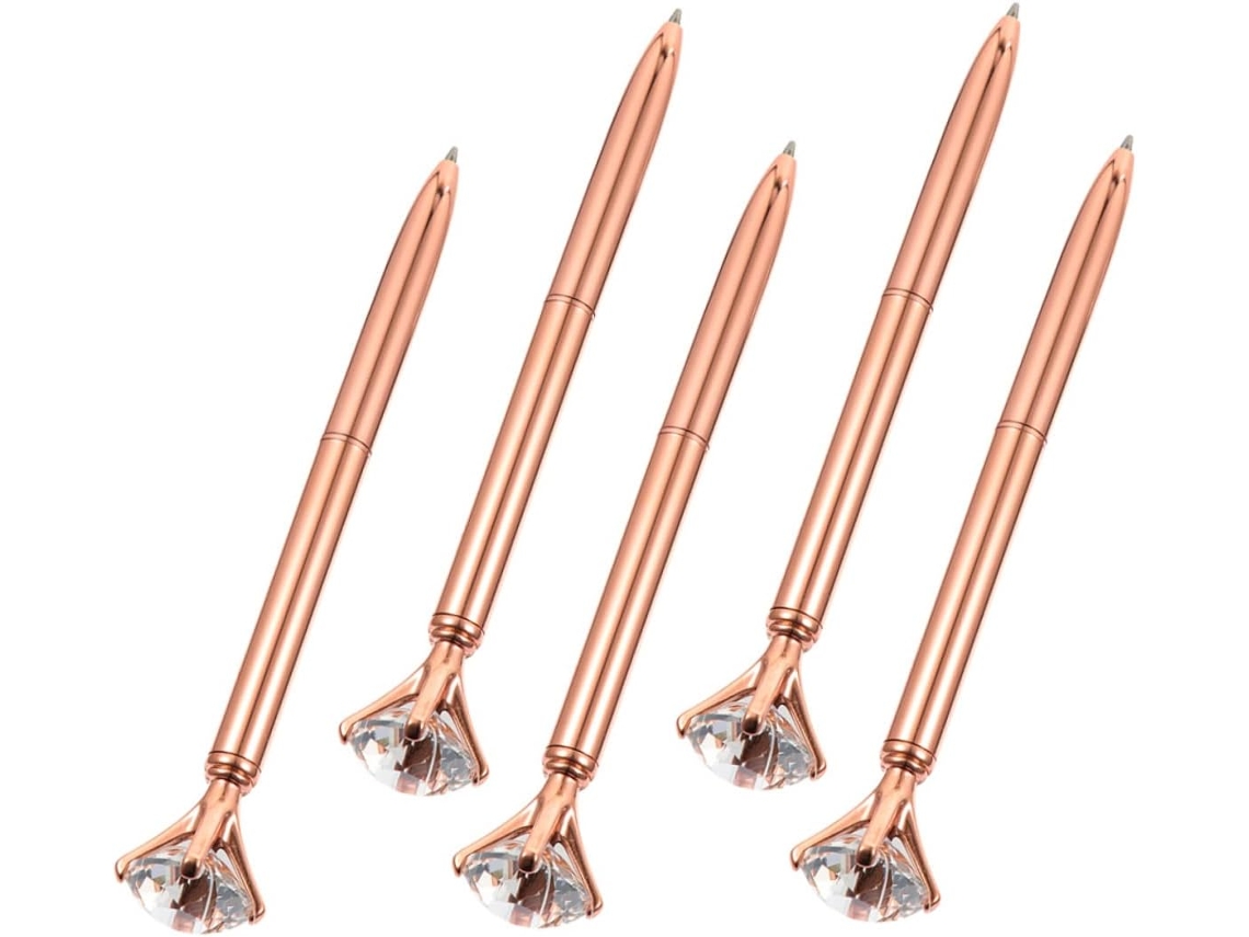 Conjunto De 5 Canetas Esferográficas Com Detalhes Em Diamante Da