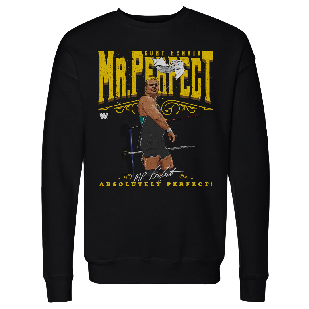 Sweatshirt Rockinstone Wwe Fans Black Mr. Perfect Absolutely Perfect Pullover Sweatshirt Unisex Adults-xxl