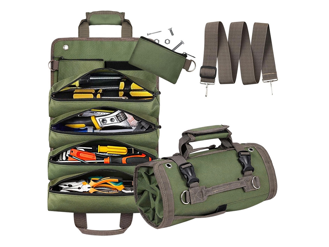Bolsa Para Ferramentas Com Rodinhas E 2 Pequenos Bolsos Removíveis Com Zíper, Compacta E Resistente