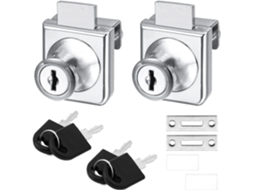 Fechadura Para Porta De Vidro Em Liga Zinco, Pacote Com 2 Unidades, Vitrine, Parafusos Segurança Portas 5 A 8 Mm, Chave Separada, Sem Necess