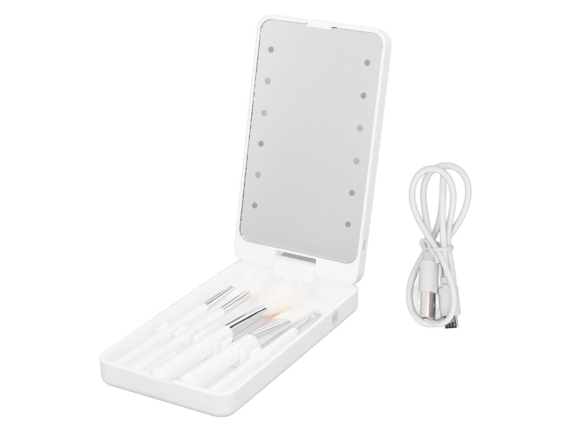 Bolsa Espejo Led Giratorio Plegable Para Maquillaje De Viaje