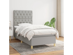 Vidaxl Cama Com Molas/colchão 80x200 Cm Tecido Cinza-claro