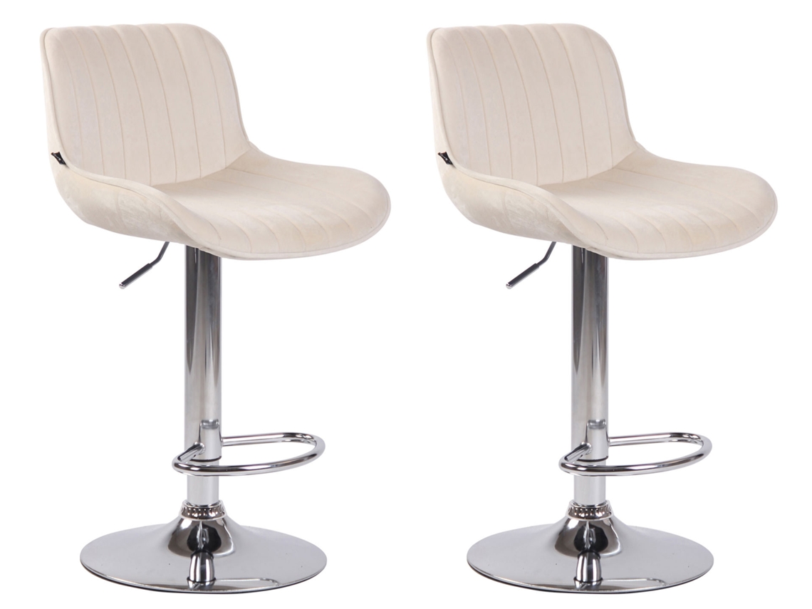 Conjunto de 2 bancos de bar em veludo Lentini creme/cromo CLP