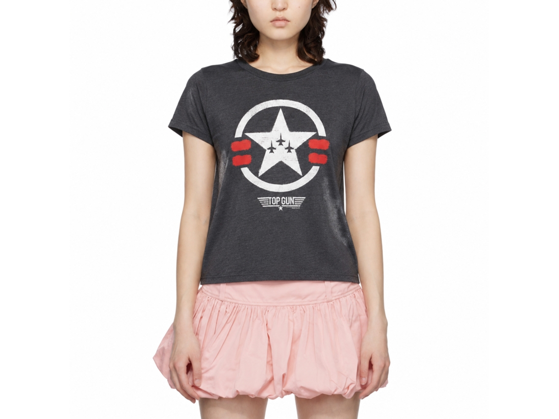 Rockinstone Top Gun Movie Paint Heather Navy Adult T-shirt Size:s