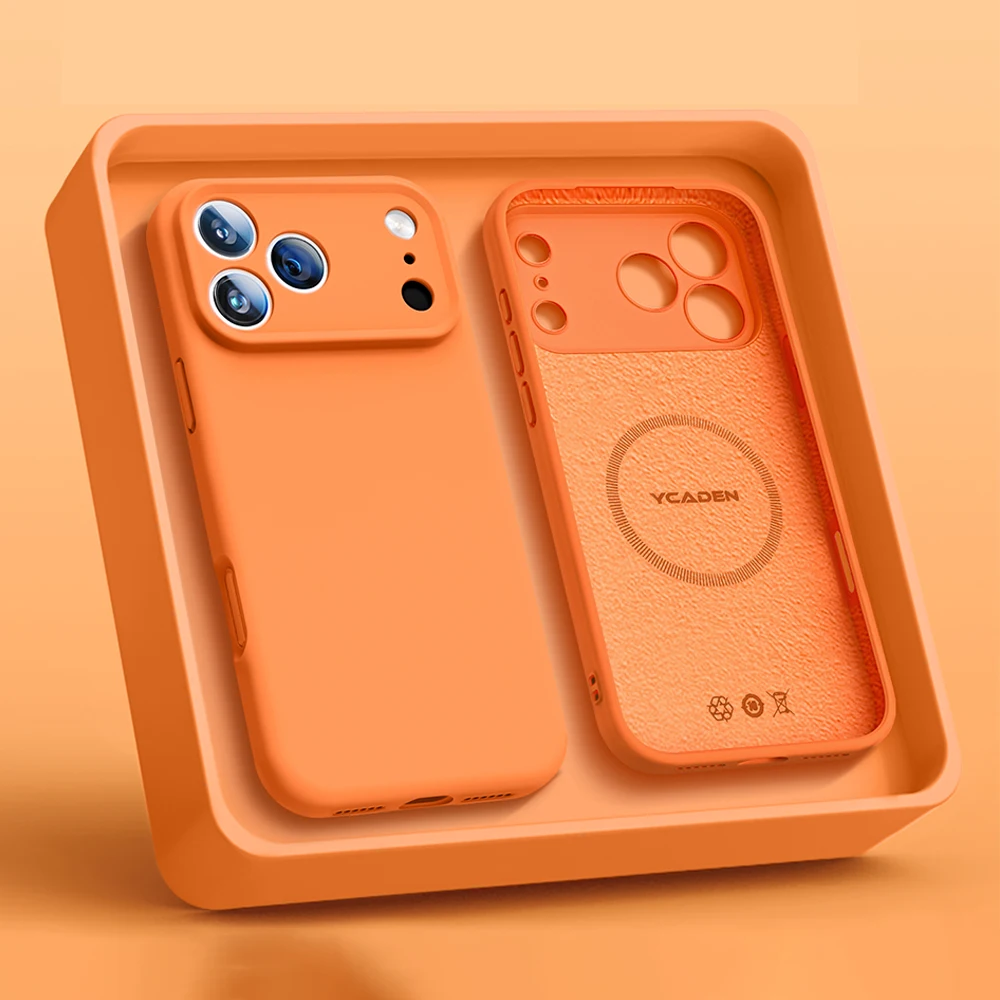 (laranja 17) Capa Protetora Magnética De Silicone Líquido, Fosca.