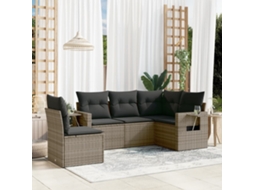 Vidaxl Conjunto De Sofá De Jardim De 5 Peças Com Almofadas Em Rattan Sintético Cinza