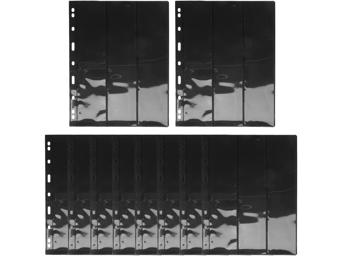 3 Compartimentos - 10 Peças Em Pet - Safigle Páginas De Timbres Para Álbum De Coleção - Fond Noir