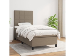 Vidaxl Cama Com Molas/colchão 90x190 Cm Tecido Castanho-acinzentado