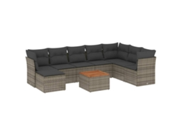Conjunto de 9 Sofás para Jardim com Almofadões Vime Pe Cinzento MAISON EXCLUSIVE (90x200 cm)