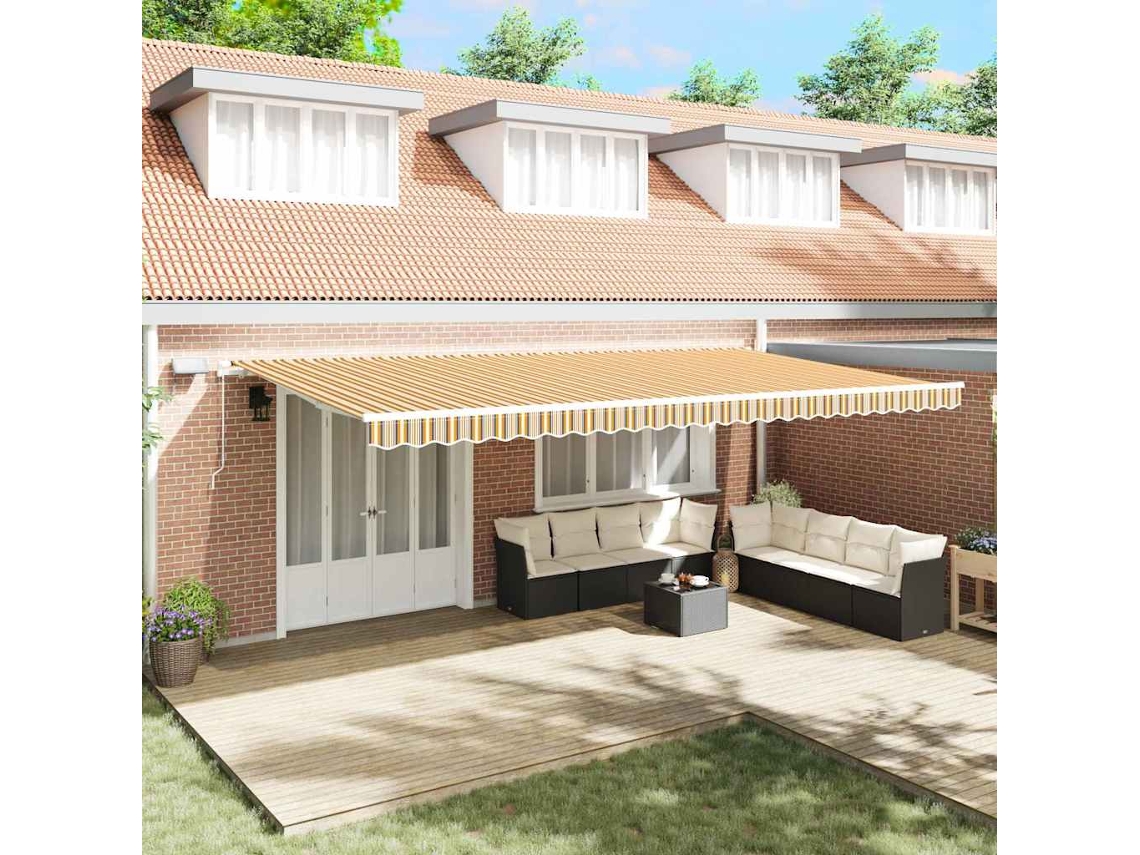 Vidaxl Toldo Retrátil Multicolor 600 × 350 Cm Tecido E Alumínio