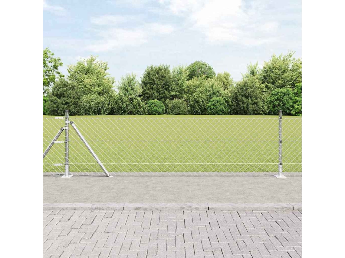 Vidaxl Cerca De Cadeia Com Base De Concreto 10 X 0,4 M Aço Galvanizado