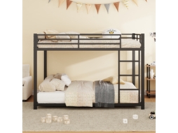 Cama Beliche Em Ferro Infantil 140×200 Cm, Estilo Clássico, Preta