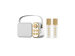 Mini máquina de karaokê portátil Yizhood com microfone Bluetooth para festas infantis, branca