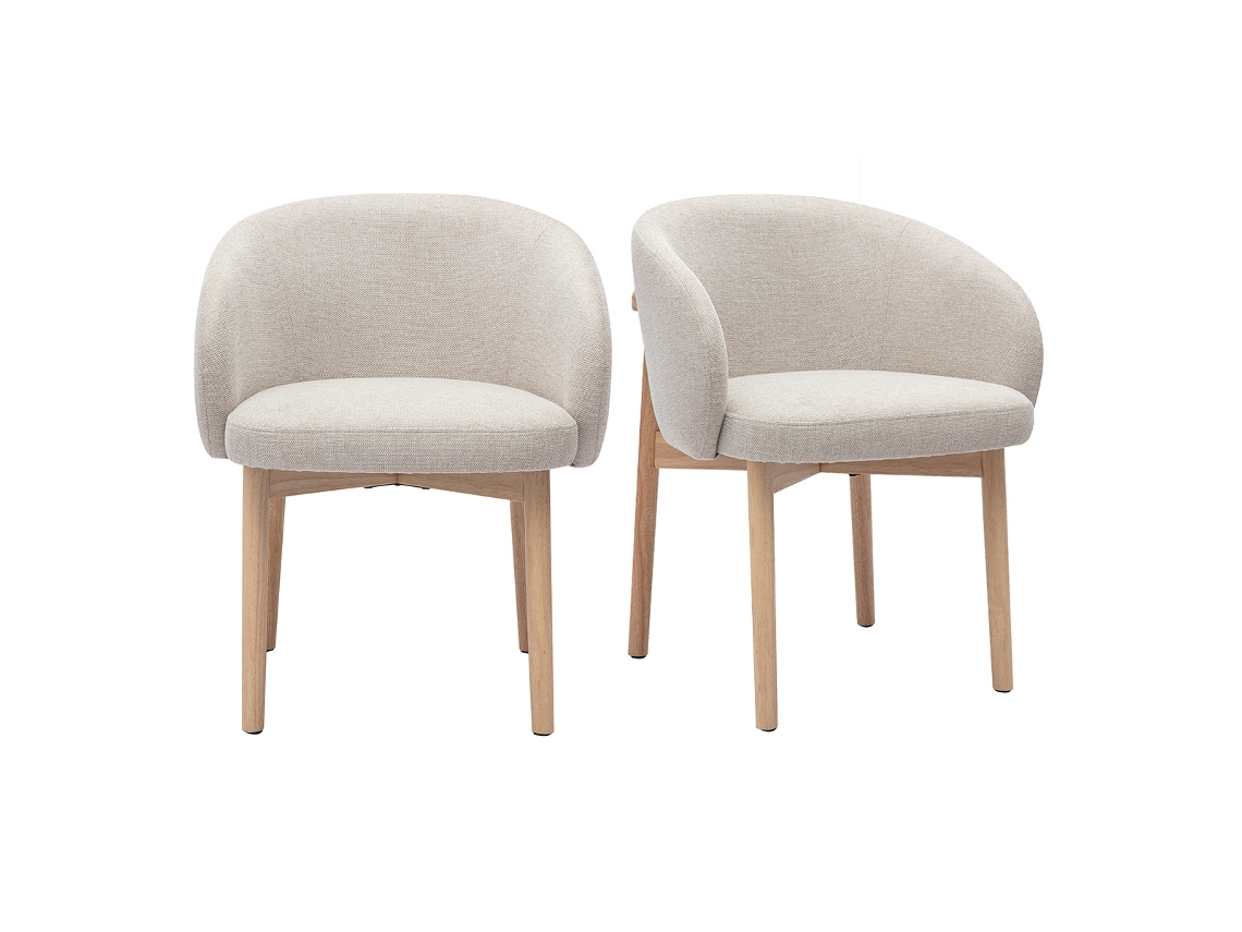 Sillas de Tela Efecto Terciopelo Texturizado Bege e Madera Clara Torvi MILIBOO (lote de 2)
