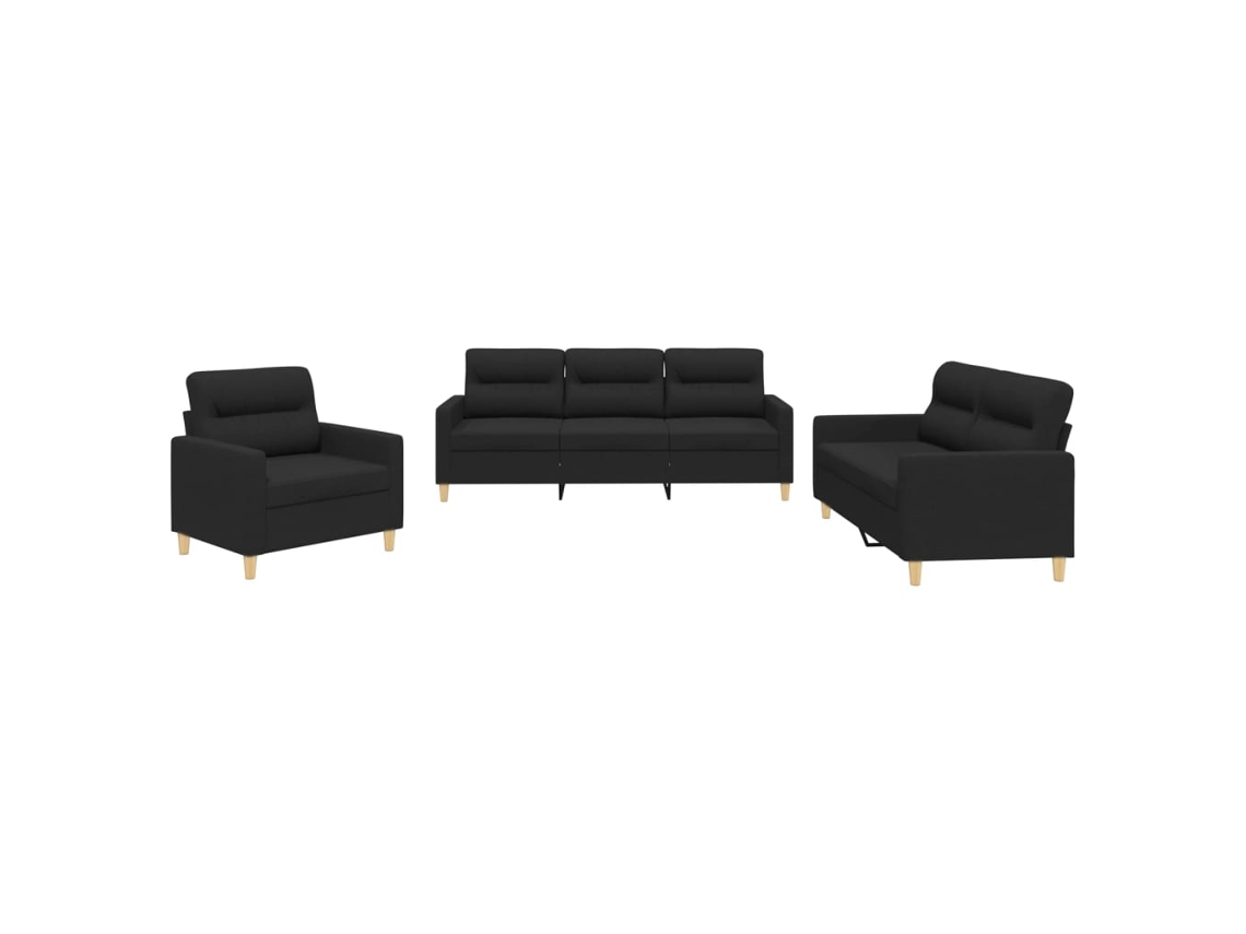 Sofa Set, Sofa Sets Vidaxl Preto Tecido (n/a)