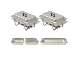Conjunto 2 Rechaud VIDAXL Silver Stainless Steel