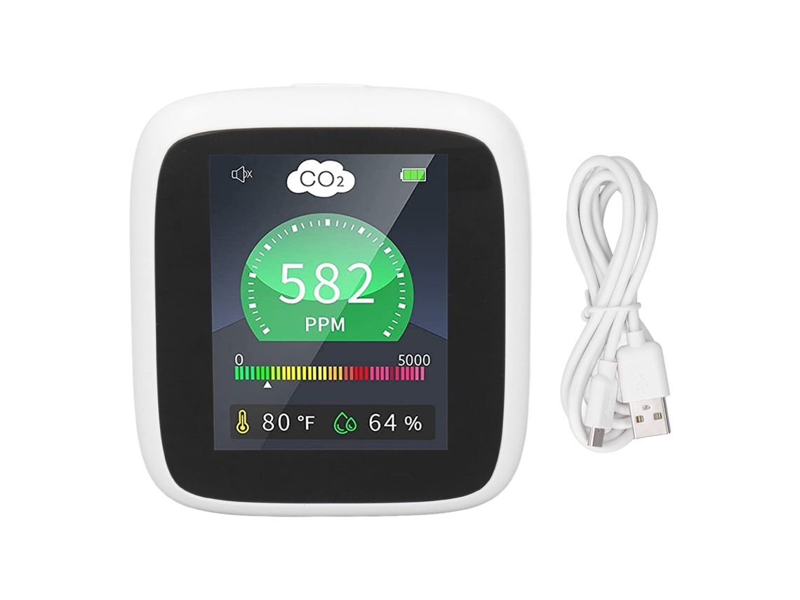Lurelia Medidor De Qualidade Do Ar Co2, Temperatura/humidade, Sensor Ndir, Com Visor Lcd, Bateria 1600 Mah Usb