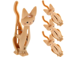 Conjunto de 4 alfinetes de plástico e ferro com desenho de gato animado para sacos de alimentos, Com Forte