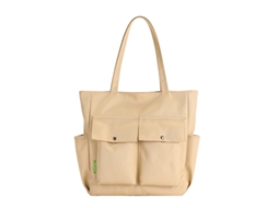 Bolsa AQUAFORGE Grande, Impermeável, Leve, Vários Bolsos, Zíper, Casual, Lona, Cáqui