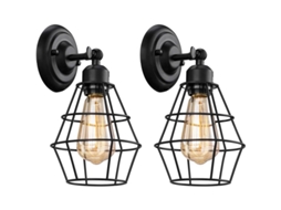 2026 lâmpada de Parede Industrial, 2 Unidades, Vintage com Cesta de Ferro, Acessório de Iluminação Rural para Quarto, Cabeceira, Garagem, Portão