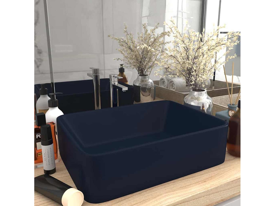 Vidaxl Lavatório Luxuoso 41x30x12 Cm Cerâmica Azul-escuro Mate