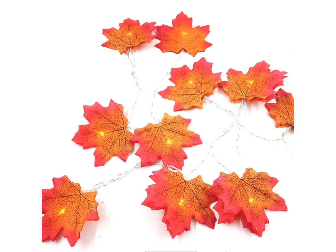 Guirlanda de Folhas de Bordo de Outono Luzes de Fada À Prova D'Água para Decoração de Halloween de Ação de Graças