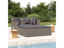Vidaxl Espreguiçadeira Com Almofadões Cinzentos 182x118x63 Cm Vime Pe