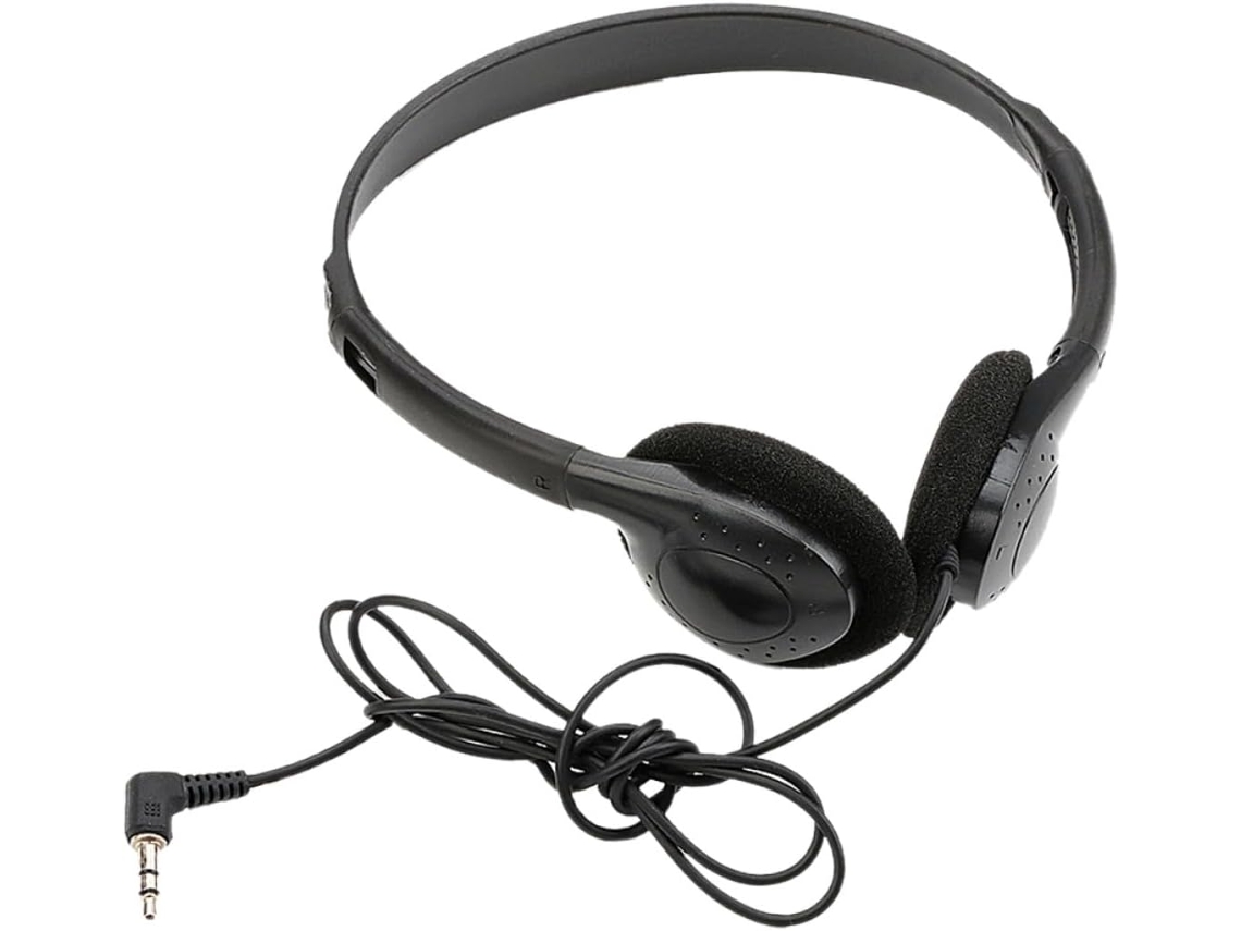 Fones De Ouvido Com Fio E Som, Pretos E De Plástico Resistente.