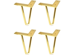 4 peças de pernas de mesa de metal sólido grosso para móveis Cadeira Sofá Cama Armário Altura 10cm Cor Dourada
