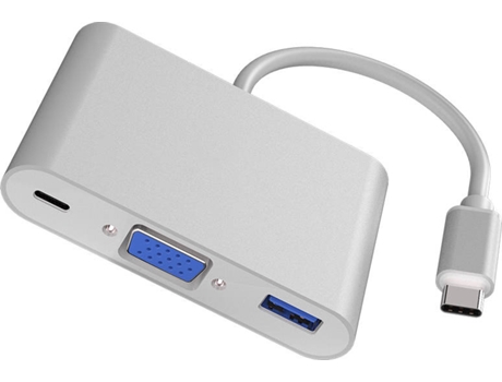Conversor HOWEI Type C to VGA Three In One (Prateado)
