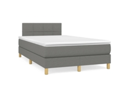 Vidaxl Cama Box Spring C/ Colchão e Led 120x190 Cm Tecido Cinza escuro
