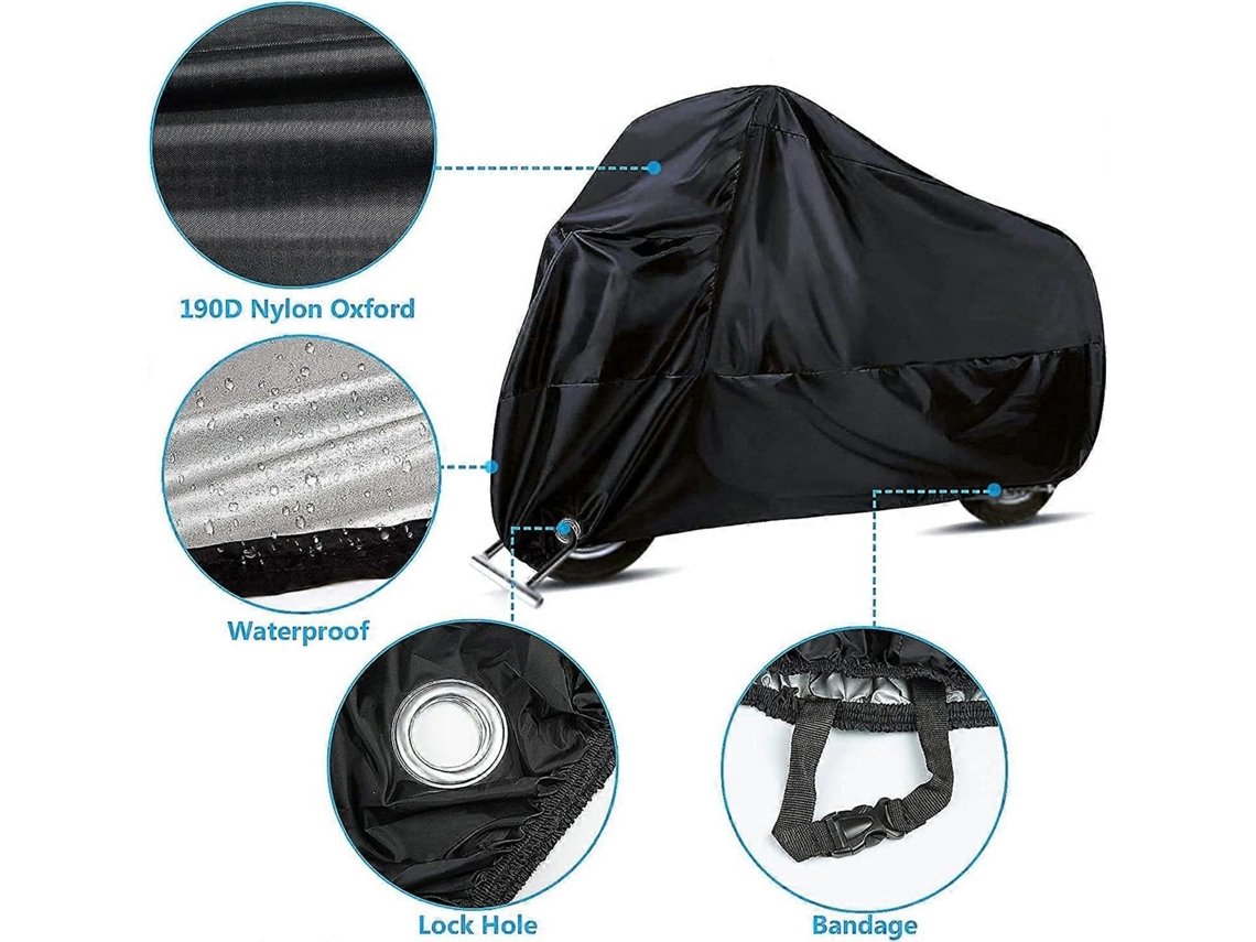 Cubierta para moto 190T impermeável com orifícios de segurança UV e pó interior e exterior 2.5m bolsa de armazenamento S/MARCA