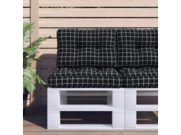 Vidaxl Almofadão Para Sofá De Paletes 60x40x12 Cm Tecido Xadrez Preto