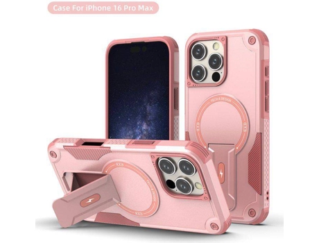 Capa Magsafe Iphone 16 Pro Max Com Suporte, Carregamento Sem Fio, Proteção Antichoque, Dupla Camada Pctpu E Cantos Reforçados