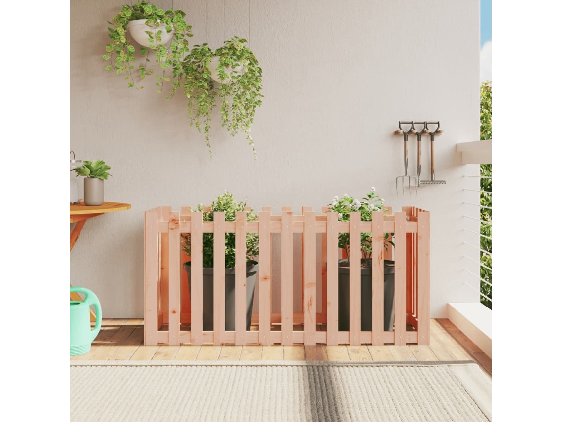 Vidaxl Canteiro Elevado C/ Design De Cerca 150x50x70cm Madeira Douglas
