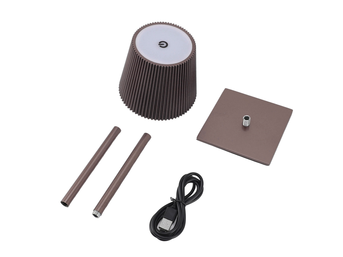 Rebe-lâmpada De Mesa Sem Fio Led Recarregável 3600mah Com 3 Cores E Regulável Sem Escalas, Luz Noturna Para Restaurante Dormitório Café Marrom